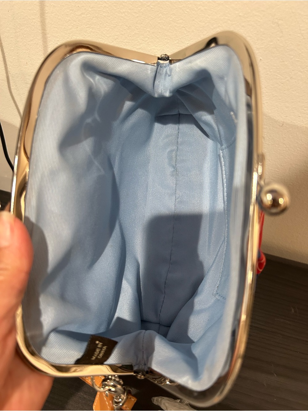 Coach Kiss Lock Closure - Blue Satin Circles and Polka Dot Wristlet/Clutch EUC - Picture 3 of 7